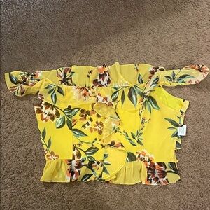 Tularosa Yellow Floral Off-Shoulder Blouse
